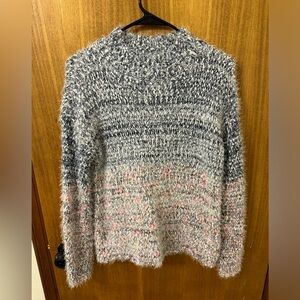 Maurices Fuzzy Marled Blue and Pink Cowl-Neck Sweater